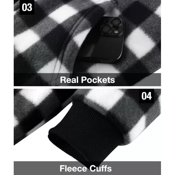 imageGEEK LIGHTING Boys Flannel Jacket Sherpa Lined Hoodies Zip Up Fleece Plaid Shirt Jackets Winter Outdoor Coat WarmCblackwhite