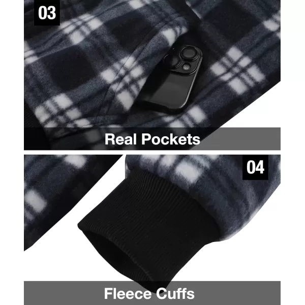 imageGEEK LIGHTING Boys Flannel Jacket Sherpa Lined Hoodies Zip Up Fleece Plaid Shirt Jackets Winter Outdoor Coat WarmCbluenavy