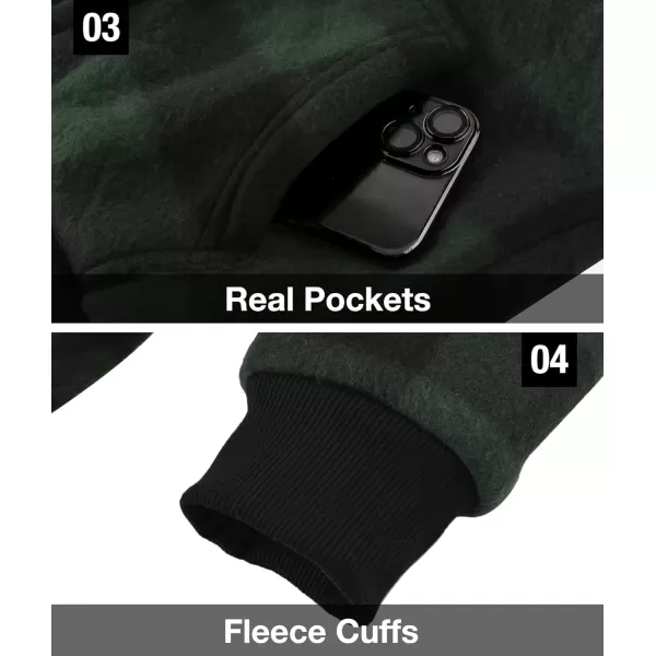 imageGEEK LIGHTING Boys Flannel Jacket Sherpa Lined Hoodies Zip Up Fleece Plaid Shirt Jackets Winter Outdoor Coat WarmCdarkgreen