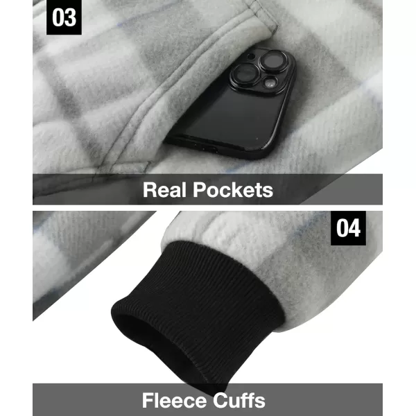 imageGEEK LIGHTING Boys Flannel Jacket Sherpa Lined Hoodies Zip Up Fleece Plaid Shirt Jackets Winter Outdoor Coat WarmCgreywhite