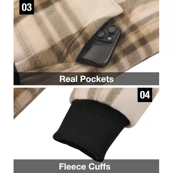 imageGEEK LIGHTING Boys Flannel Jacket Sherpa Lined Hoodies Zip Up Fleece Plaid Shirt Jackets Winter Outdoor Coat WarmCkhaki