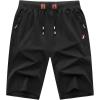 imageGEEK LIGHTING Mens Shorts Casual Comfortable Workout Shorts Drawstring Zipper Pockets Elastic WaistBlack