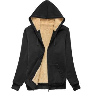 imageGEEK LIGHTING Hoodies for Women Sherpa Lined Jacket Winter Fleece Lining Zip Up SweatshirtBlack