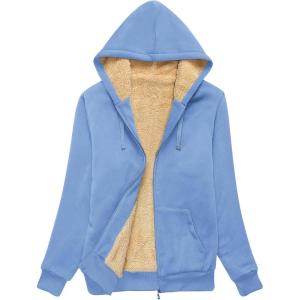 imageGEEK LIGHTING Hoodies for Women Sherpa Lined Jacket Winter Fleece Lining Zip Up SweatshirtLight Blue