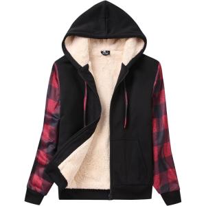 imageGEEK LIGHTING Hoodies for Women Sherpa Lined Jacket Winter Fleece Lining Zip Up SweatshirtRed Black