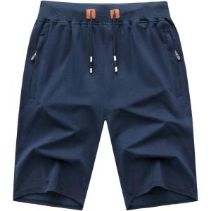 imageGEEK LIGHTING Mens Shorts Casual Comfortable Workout Shorts Drawstring Zipper Pockets Elastic WaistDark Blue