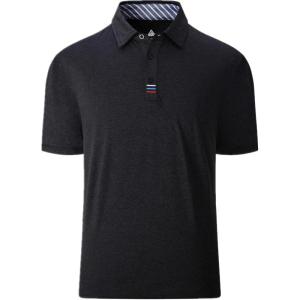 imageGEEK LIGHTING Polo Shirts for Men Golf Collared Shirts Short Sleeve Summer Cool Casual TShirtsA017black