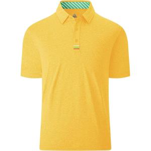 imageGEEK LIGHTING Polo Shirts for Men Golf Collared Shirts Short Sleeve Summer Cool Casual TShirtsA017yellow