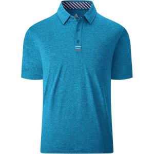 imageGEEK LIGHTING Polo Shirts for Men Golf Collared Shirts Short Sleeve Summer Cool Casual TShirtsAqua Blue