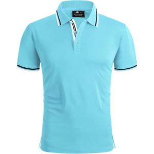 imageGEEK LIGHTING Polo Shirts for Men Short Sleeve Summer Causal Collared Golf Tennis TShirtAzure Blue