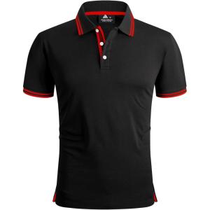 imageGEEK LIGHTING Polo Shirts for Men Short Sleeve Summer Causal Collared Golf Tennis TShirtBlack Red