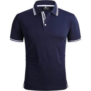 imageGEEK LIGHTING Polo Shirts for Men Short Sleeve Summer Causal Collared Golf Tennis TShirtBlue White