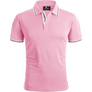 imageGEEK LIGHTING Polo Shirts for Men Short Sleeve Summer Causal Collared Golf Tennis TShirtPink