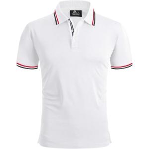 imageGEEK LIGHTING Polo Shirts for Men Short Sleeve Summer Causal Collared Golf Tennis TShirtWhite