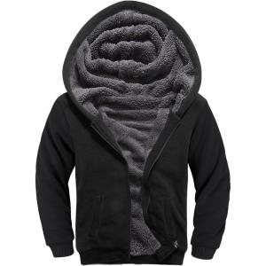 imageGEEK LIGHTING Boys Sherpa Lined Hoodie Kids Fleece Sweatshirt Full Zip Hooded JacketBblack
