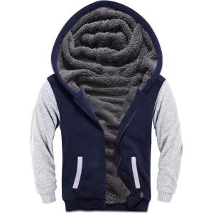imageGEEK LIGHTING Boys Sherpa Lined Hoodie Kids Fleece Sweatshirt Full Zip Hooded JacketBnavyGray