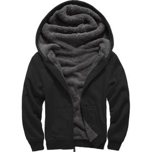 imageGEEK LIGHTING Boys Sherpa Lined Hoodie Kids Fleece Sweatshirt Full Zip Hooded JacketCblack