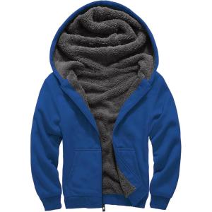 imageGEEK LIGHTING Boys Sherpa Lined Hoodie Kids Fleece Sweatshirt Full Zip Hooded JacketClake Blue