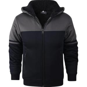imageGEEK LIGHTING Boys Sherpa Lined Hoodie Kids Fleece Sweatshirt Full Zip Hooded JacketOgreyblack
