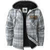 imageGEEK LIGHTING Mens Flannel Shirts Jacket Sherpa Lined Fleece Plaid Hoodie Long Sleeve Winter Warm CoatGreywhite