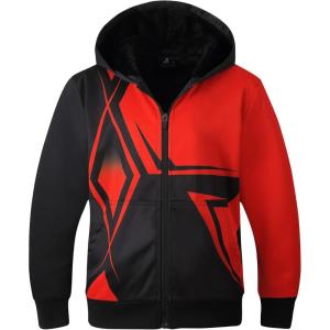 imageGEEK LIGHTING Boys Printed Sherpa Lined Hoodie Full Zip Kids Fleece Sweatshirt Jacket