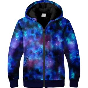 imageGEEK LIGHTING Boys girls Printed Sherpa Lined Hoodie Fleece Jacket Zip Up Hoodie Sweatshirts Thick Heavy