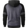 imageGEEK LIGHTING Mens Zip Up Hoodies Fleece Raglan Winter Heavy Color Block Hooded SweatshirtTgreyblack