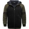 imageGEEK LIGHTING Mens Zip Up Hoodies Fleece Raglan Winter Heavy Color Block Hooded SweatshirtTgreenblack