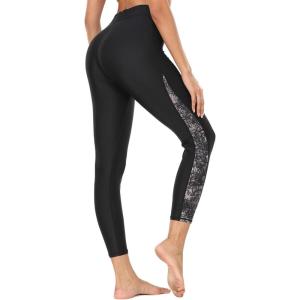 imageGEEK LIGHTING Swim Pants for Women Surfing Leggings SPF Swimming Tights Rash Guard Water Wetsuit Dive Kayaking PantsGray Black