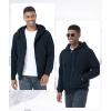 imageGEEK LIGHTING Mens Fleece Lined Hoodies Zip Up Waffle Knit Thicken Hooded Sweatshirts Winter JacketsAll Navy