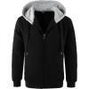 imageGEEK LIGHTING Mens Fleece Lined Hoodies Zip Up Waffle Knit Thicken Hooded Sweatshirts Winter JacketsBlack