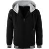 imageGEEK LIGHTING Mens Fleece Lined Hoodies Zip Up Waffle Knit Thicken Hooded Sweatshirts Winter JacketsBlack Grey
