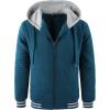 imageGEEK LIGHTING Mens Fleece Lined Hoodies Zip Up Waffle Knit Thicken Hooded Sweatshirts Winter JacketsBlue Grey