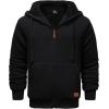 imageGEEK LIGHTING Mens Fleece Lined Hoodies Zip Up Waffle Knit Thicken Hooded Sweatshirts Winter JacketsSolid Black