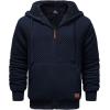 imageGEEK LIGHTING Mens Fleece Lined Hoodies Zip Up Waffle Knit Thicken Hooded Sweatshirts Winter JacketsSolid Navy