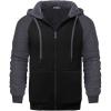 imageGEEK LIGHTING Hoodies for Men Heavyweight Fleece Sweatshirt  Full Zip Up Thick Sherpa Lined Raglan black Grey XL