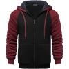 imageGEEK LIGHTING Hoodies for Men Heavyweight Fleece Sweatshirt  Full Zip Up Thick Sherpa Lined Raglan black Red