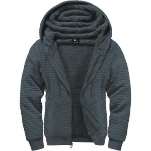 imageGEEK LIGHTING Mens Fleece Lined Hoodies Zip Up Waffle Knit Thicken Hooded Sweatshirts Winter JacketsAll Dark Gray