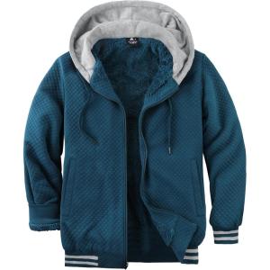 imageGEEK LIGHTING Mens Fleece Lined Hoodies Zip Up Waffle Knit Thicken Hooded Sweatshirts Winter JacketsBlue Grey