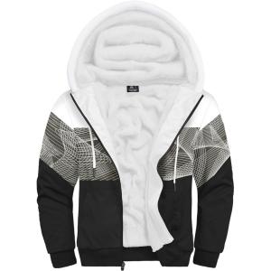 imageGEEK LIGHTING Mens Fleece Lined Hoodies Zip Up Waffle Knit Thicken Hooded Sweatshirts Winter JacketsPblue White