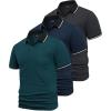 imageGEEK LIGHTING 3 Pack Mens Polo Shirts Short Sleeve Athletic Polo for Men Casual Moisture Wicking TShirts with PocketGray Navy Dark Teal Blue