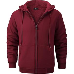 imageGEEK LIGHTING Hoodies for Men Heavyweight Fleece Sweatshirt  Full Zip Up Thick Sherpa LinedAll Maroon