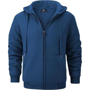 imageGEEK LIGHTING Hoodies for Men Heavyweight Fleece Sweatshirt  Full Zip Up Thick Sherpa LinedAll Sail Blue