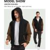 imageGEEK LIGHTING Mens FleeceLined Zip Up Hoodie Thick Hooded Jacket Winter Warm Athletic SweatshirtBlackCamel