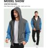 imageGEEK LIGHTING Mens FleeceLined Zip Up Hoodie Thick Hooded Jacket Winter Warm Athletic SweatshirtDark GreyLight Blue