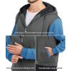 imageGEEK LIGHTING Mens FleeceLined Zip Up Hoodie Thick Hooded Jacket Winter Warm Athletic SweatshirtDark GreyLight Blue