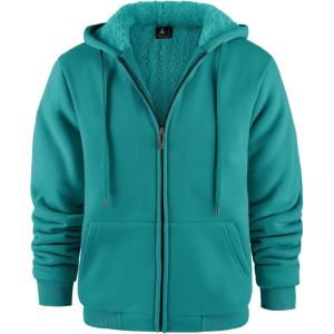 imageGEEK LIGHTING Hoodies for Men Heavyweight Fleece Sweatshirt  Full Zip Up Thick Sherpa LinedAll Blue Green