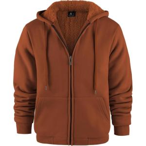 imageGEEK LIGHTING Hoodies for Men Heavyweight Fleece Sweatshirt  Full Zip Up Thick Sherpa LinedAll Dark Orange