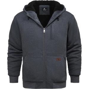 imageGEEK LIGHTING Hoodies for Men Heavyweight Fleece Sweatshirt  Full Zip Up Thick Sherpa LinedZdark Grey