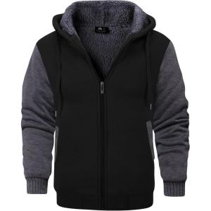 imageGEEK LIGHTING Mens FleeceLined Zip Up Hoodie Thick Hooded Jacket Winter Warm Athletic SweatshirtBlackGray